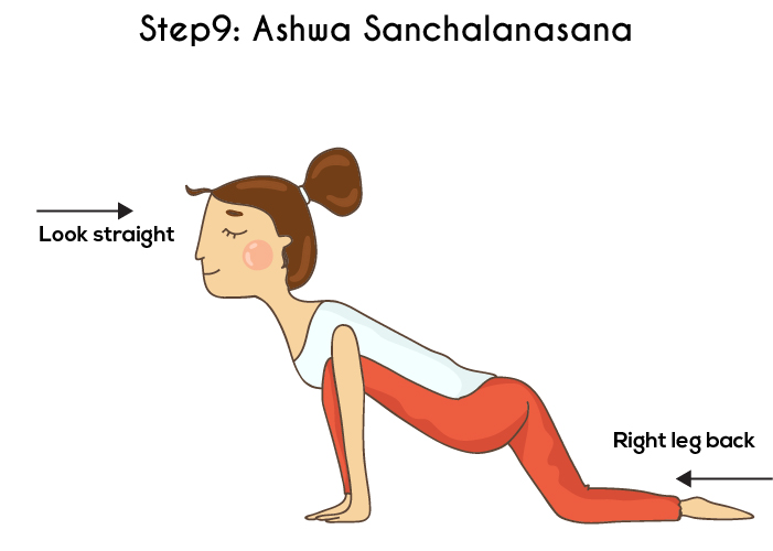 Step 9 - Ashwa Sanchalanasana Or The Equestrian Pose - Surya Namaskar