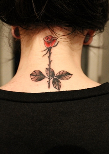 Rose tattoo for neck