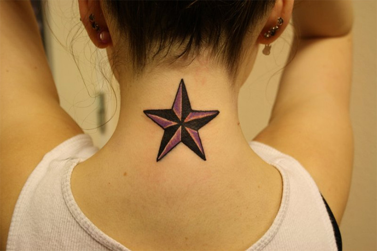 Star tattoo on neck