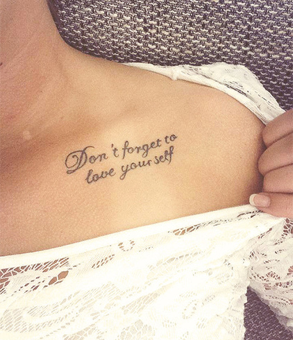 'Love yourself' tattoo for girls