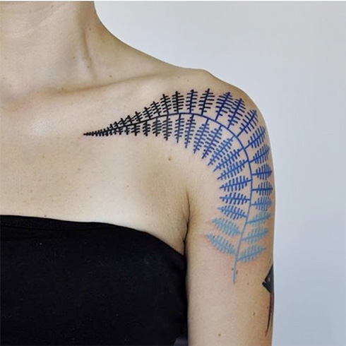 Fern tattoo on shoulder