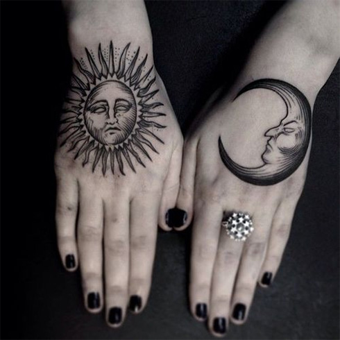 Sun and Moon Tattoo for girls