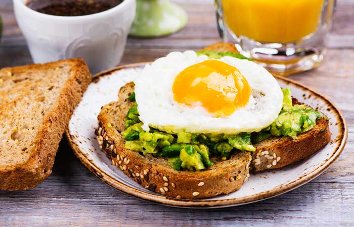 Healthy Breakfast - Sunny Side Up And Avocado Toast