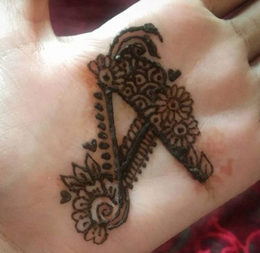 Simple Mehndi Design with letter A