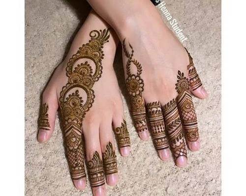 indo arabic finger mehndi design