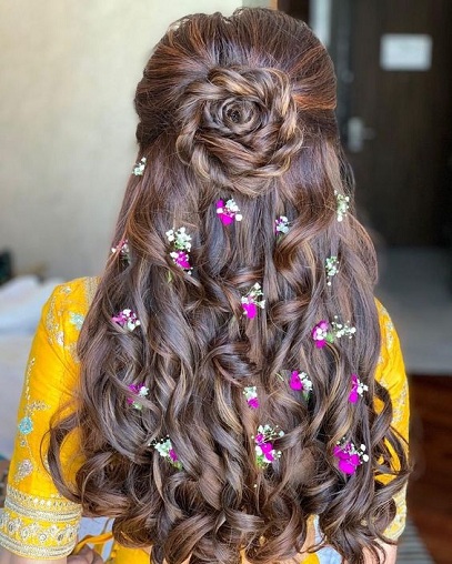 Flower Bun with Leave Over Hair