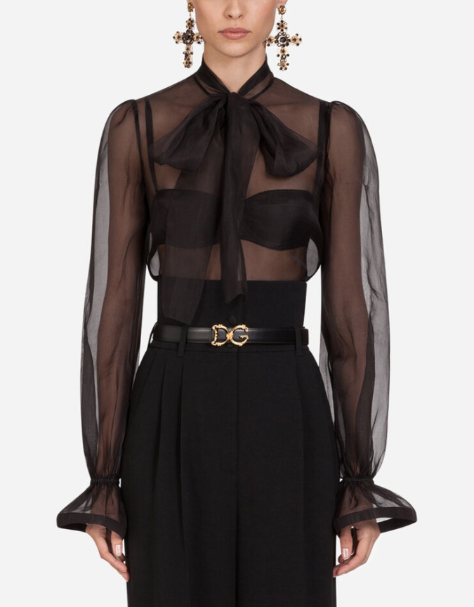 Organza Shirt with Bow by Dolce & Gabbana