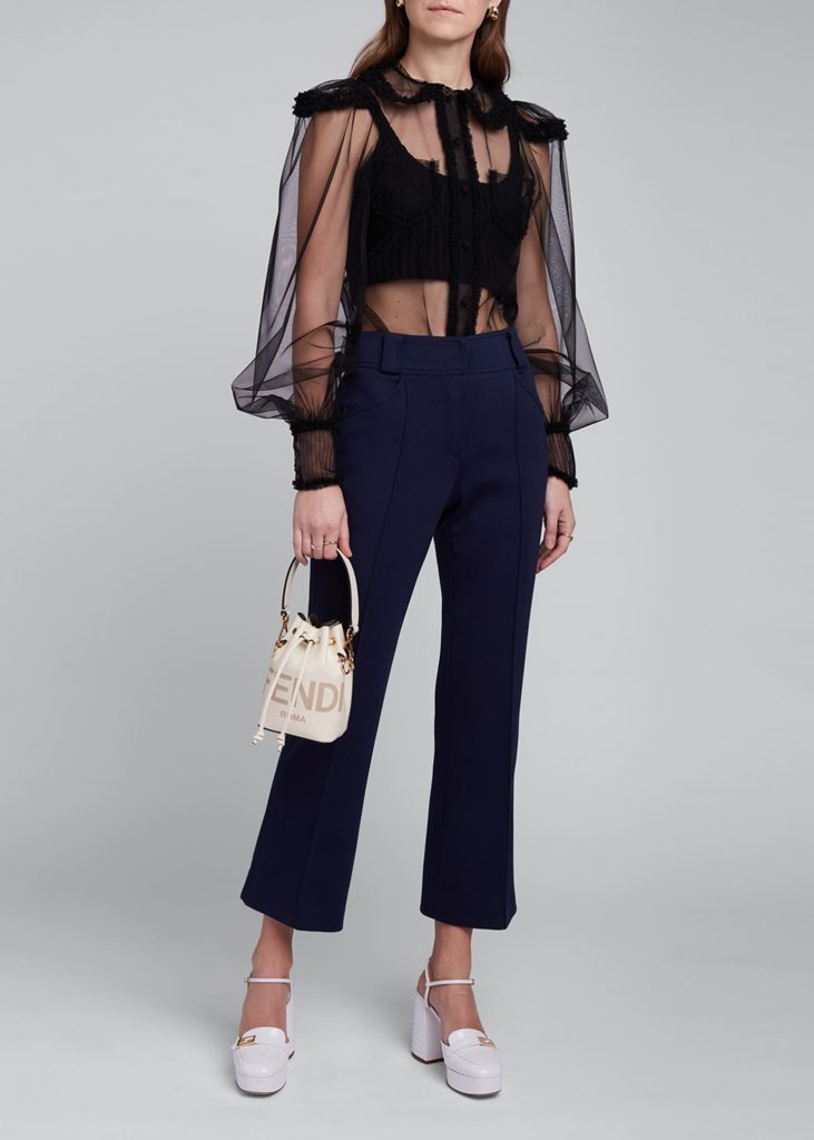 how to style a sheer to - FENDI Tulle Puff-Sleeve Shirt over crop top